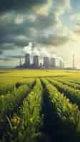 Free photo view of nuclear power plant with towers letting out steam from the process