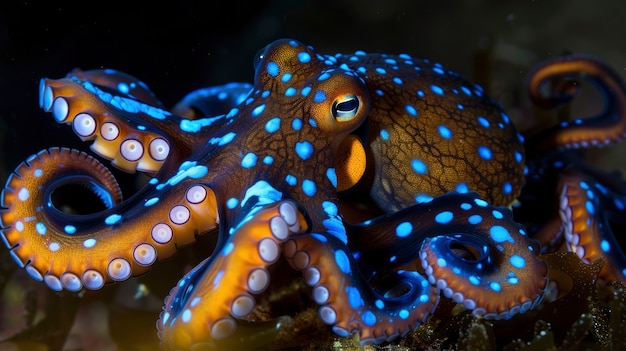 View of octopus in its natural underwater habitat