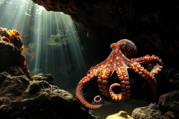 Free Photo view of octopus in its natural underwater habitat