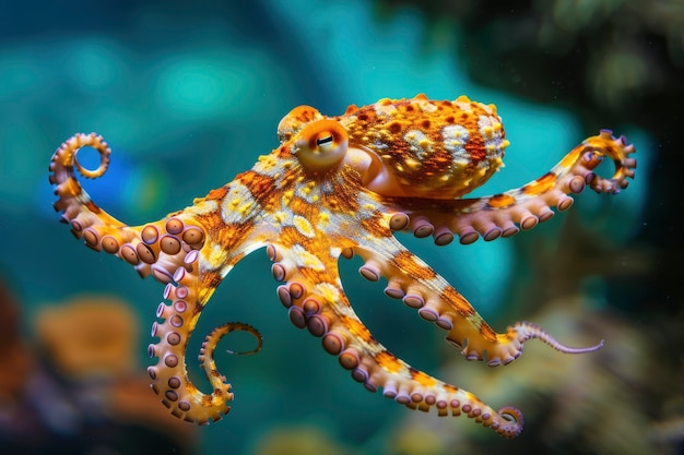 View of octopus in its natural underwater habitat