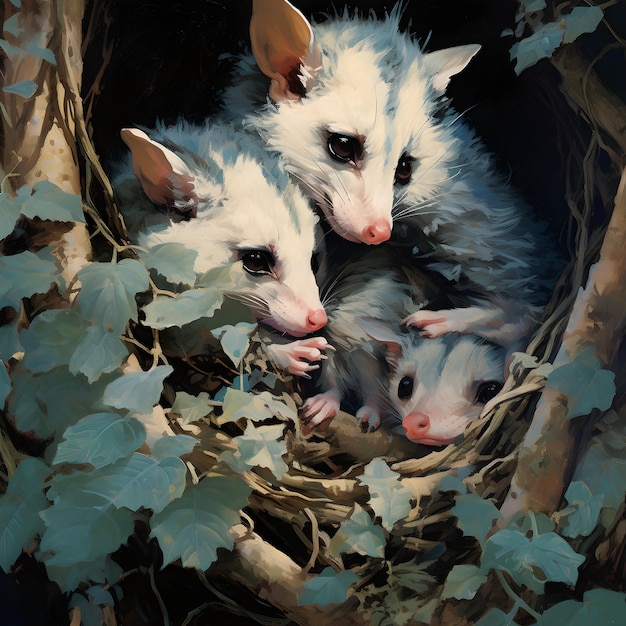 Free Photo view of opossum animal in digital art style