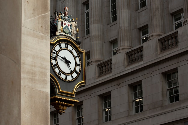 View of ornamental clock in london city