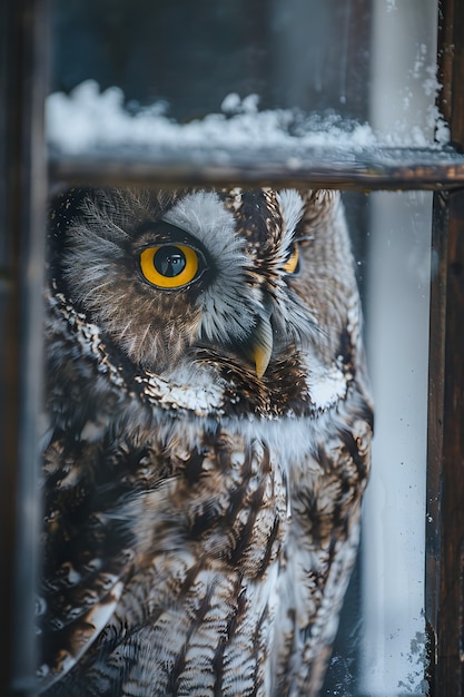 Free Photo view of owl in cold environment with dreamy aesthetic