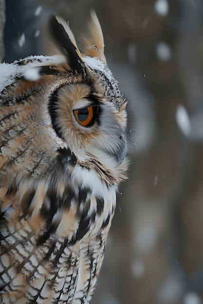 Free Photo view of owl in cold environment with dreamy aesthetic