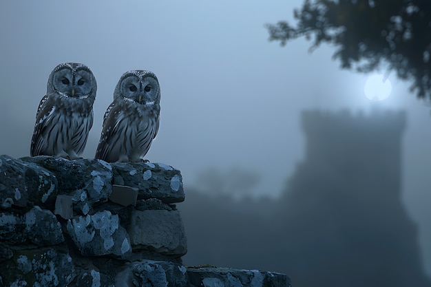 Free Photo view of owl in cold environment with dreamy aesthetic