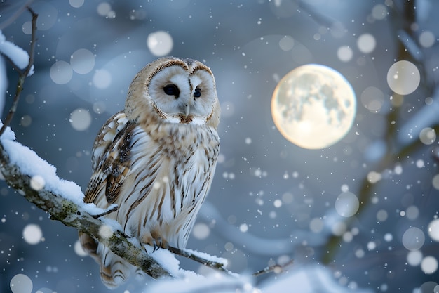 Free Photo view of owl in cold environment with dreamy aesthetic