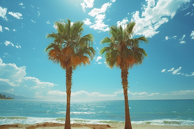 Free photo view of palm tree species with green foliage