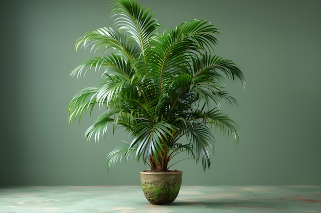 View of palm tree species with green foliage