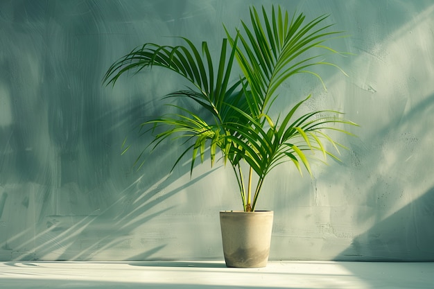 Free photo view of palm tree species with green foliage