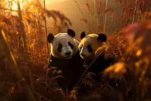 Free photo view of panda bear cubs in nature