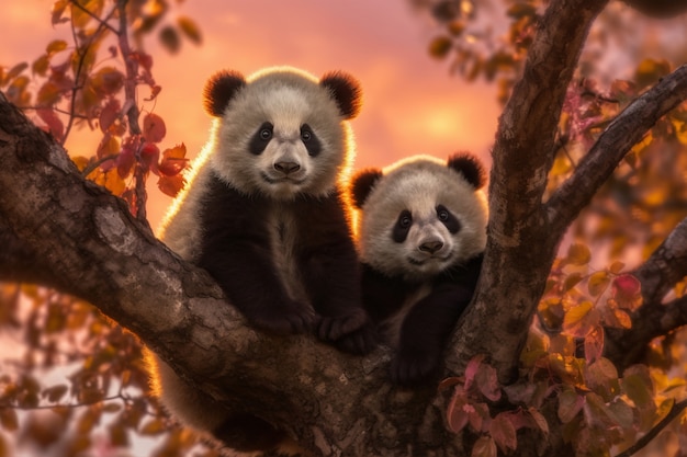 Free photo view of panda bear cubs in nature