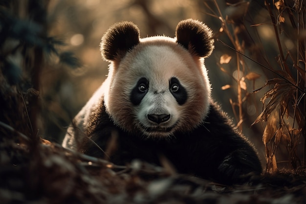 Free photo view of panda bear in nature