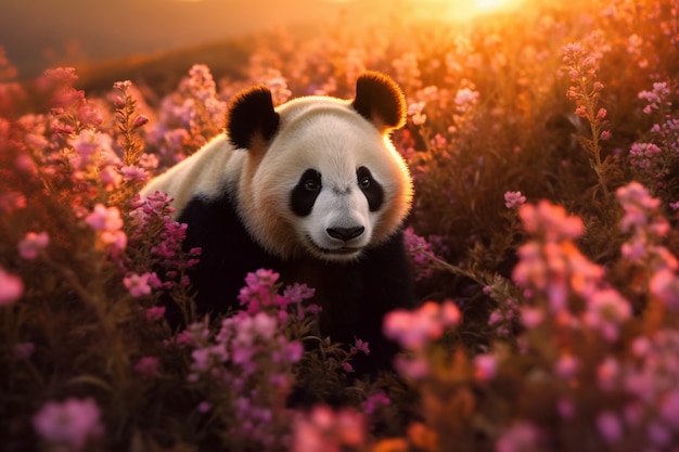 Free photo view of panda bear in nature