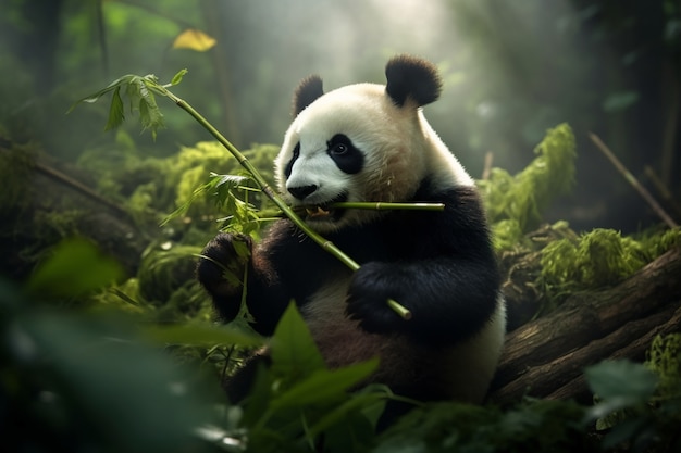 Free photo view of panda bear in nature