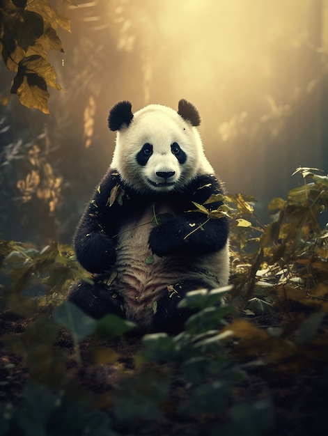 Free Photo view of panda bear in nature