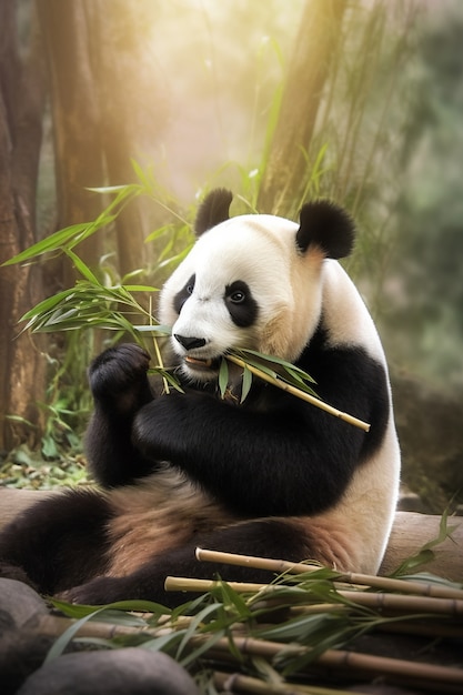 Free photo view of panda bear in nature