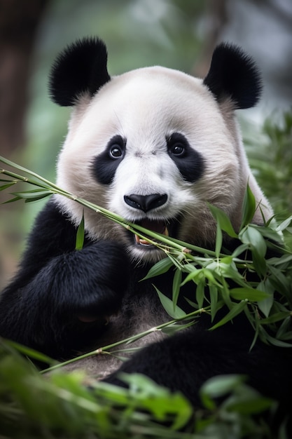 View of panda bear in nature