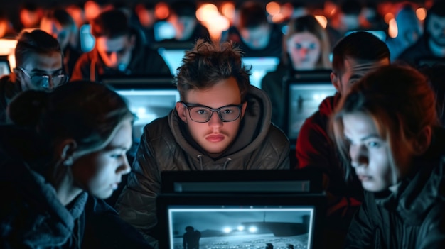 Free Photo view of people addicted to their smartphone looking and scrolling through the screens