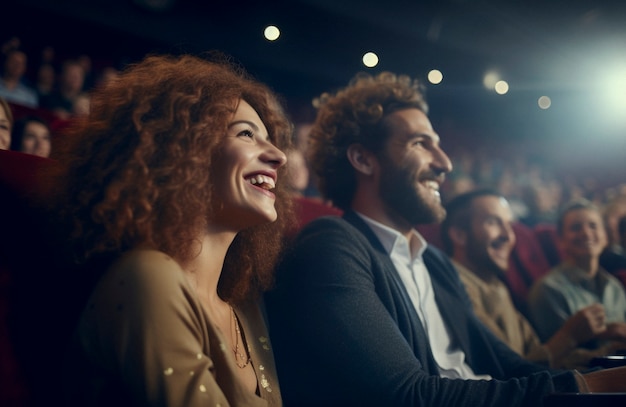 View of people laughing at a stand up comedy show