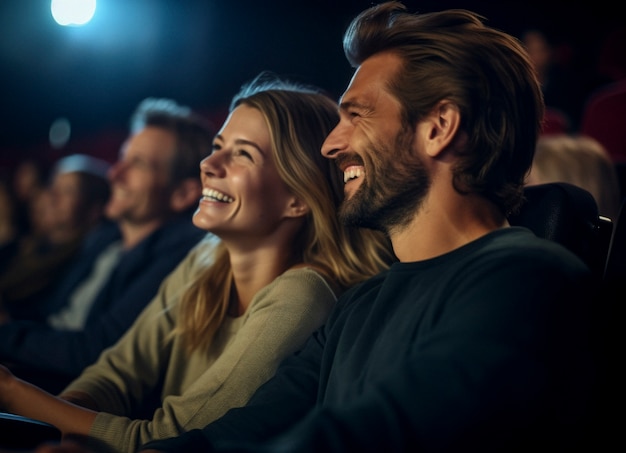 View of people laughing at a stand up comedy show