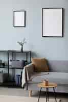 Free photo view of photo frames in home with interior design