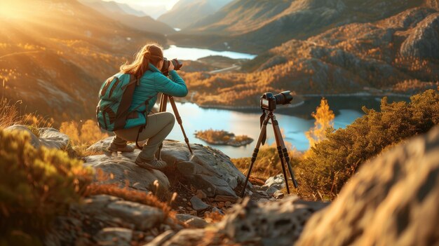 View of photographer shooting nature