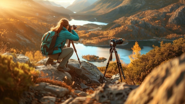 View of photographer shooting nature