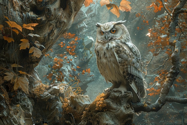 Free photo view of photorealistic owl with feathers in nature