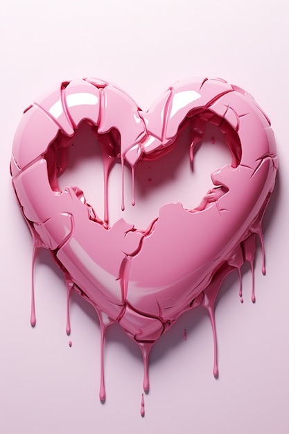 View of pink broken heart