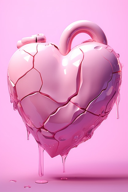 Free photo view of pink broken heart