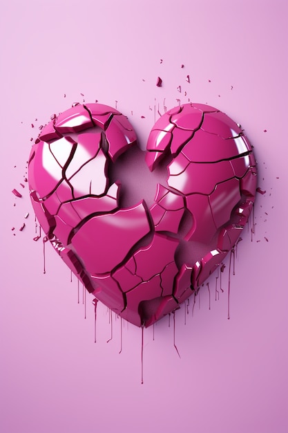 Free Photo view of pink broken heart