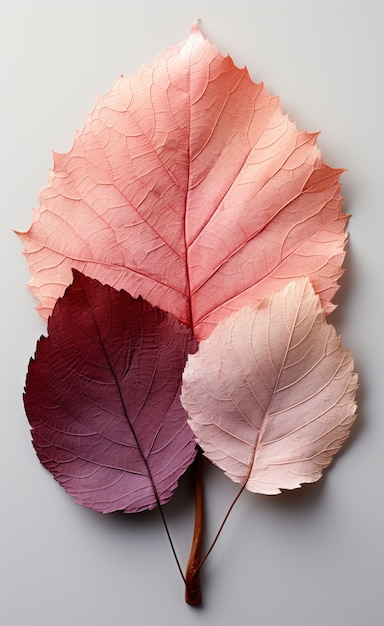 View of pink dry fall leaves