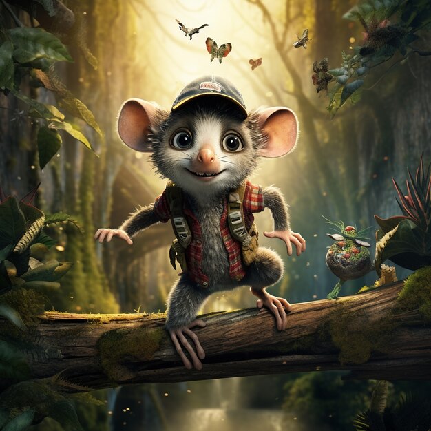 Free Photo view of possum cartoon character