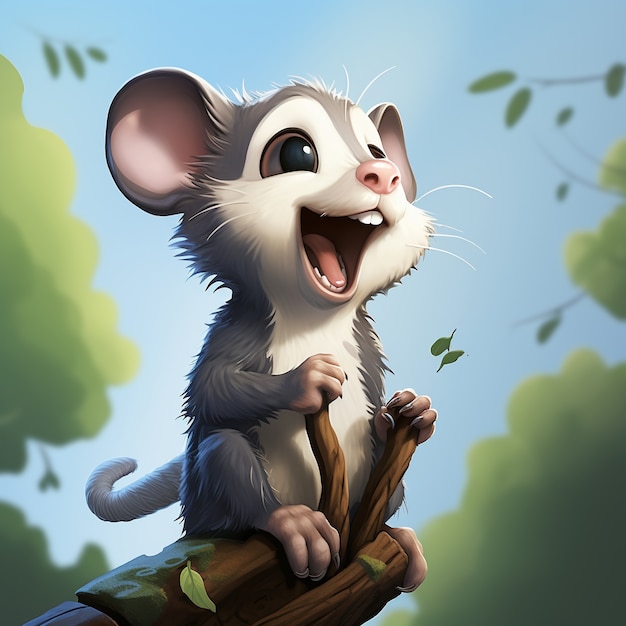 Free Photo view of possum cartoon character