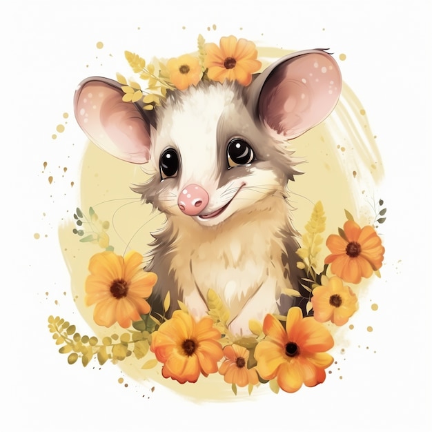 Free photo view of possum cartoon character