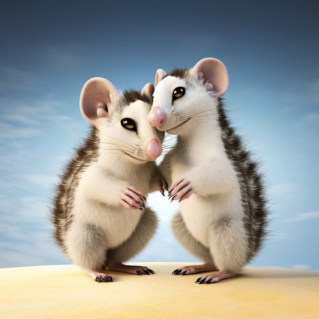 Free Photo view of possum cartoon character