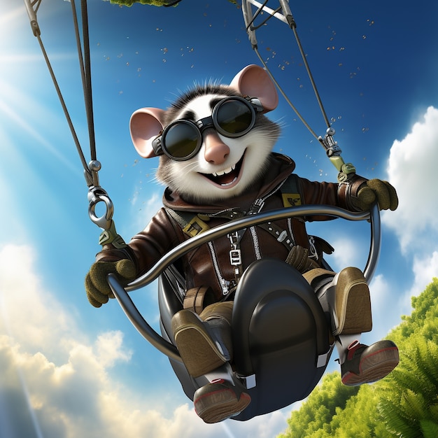 Free Photo view of possum cartoon character