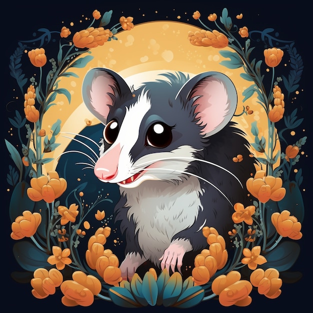 Free photo view of possum cartoon character