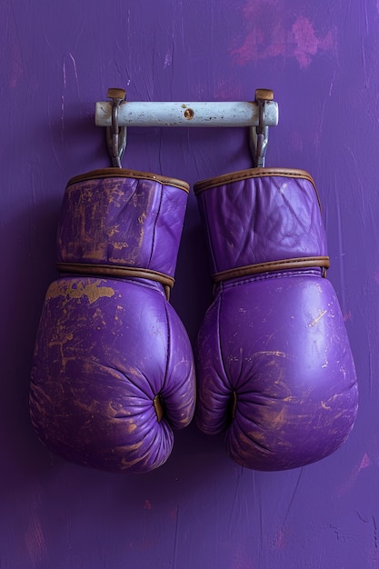 Free photo view of purple boxing gloves for women's day celebration