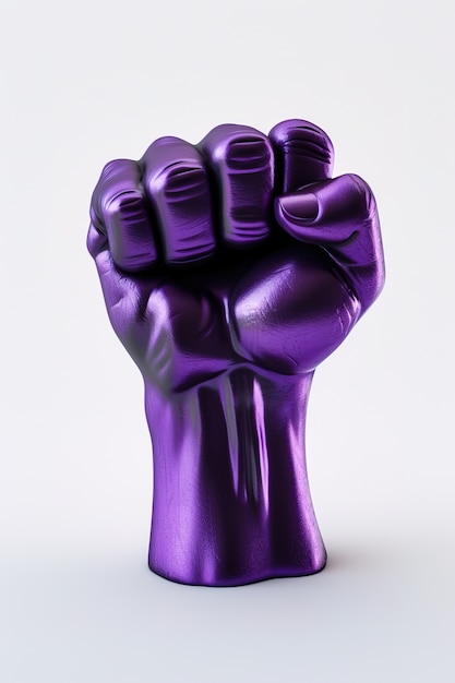 View of purple fist for womens day celebration