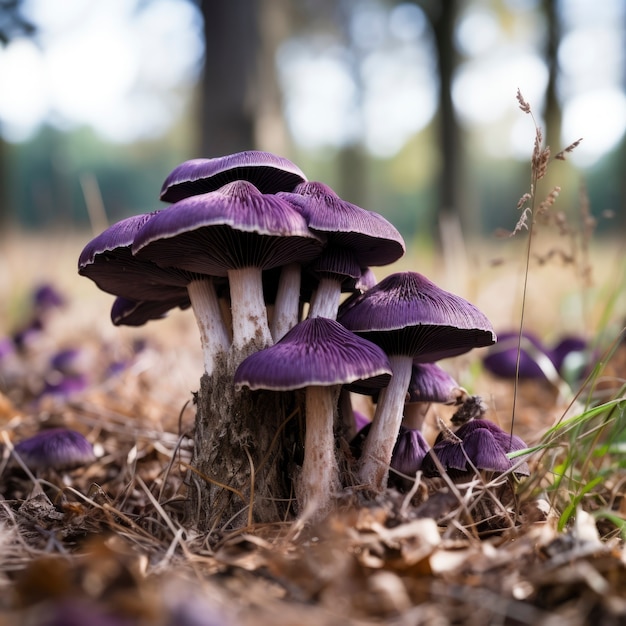 Free photo view of purple mushrooms in nature