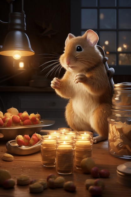 View of rat with candles