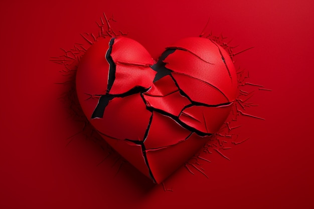 Free Photo view of red broken heart