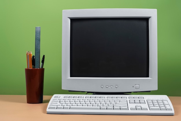 View of retro computer and technology