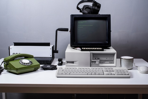 View of retro computer and technology