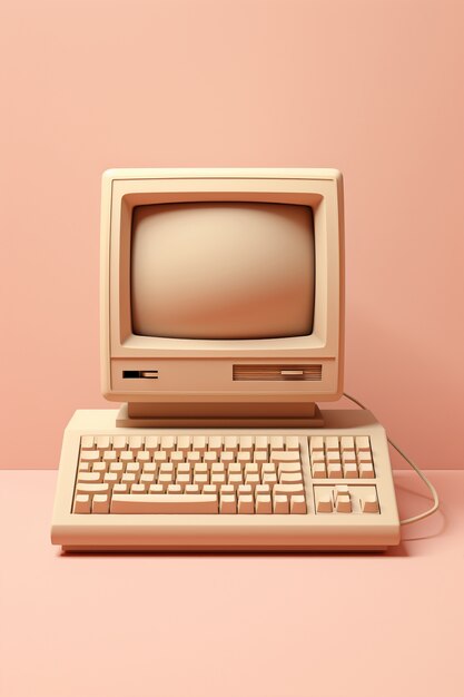 View of retro looking computer workstation