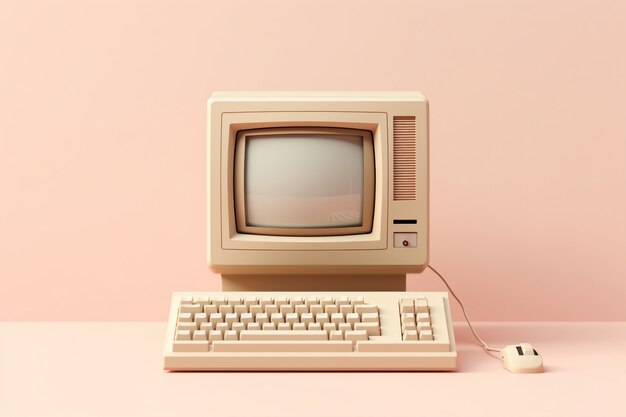 View of retro looking computer workstation