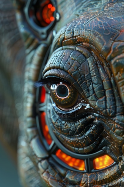 Free Photo view of rhinoceros animal with futuristic robotic parts