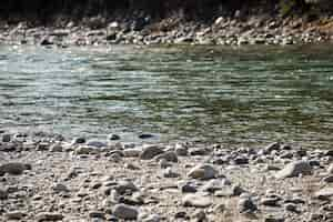 Free photo view of riverbed rocks