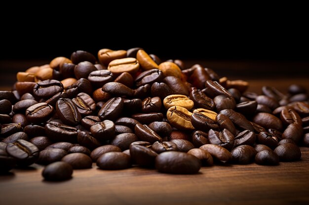 View of roasted coffee beans